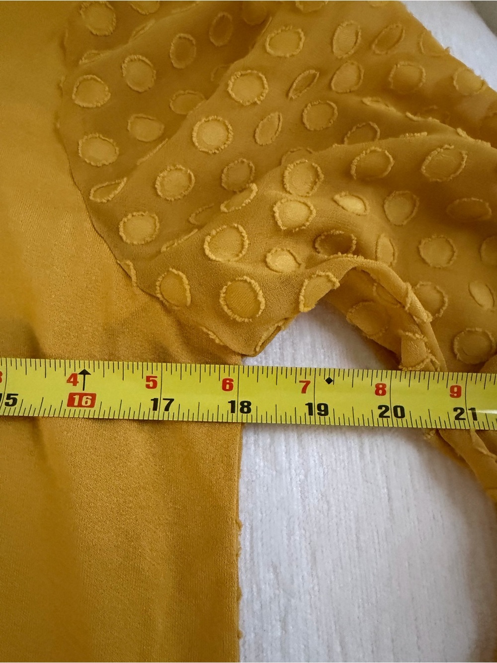 Skies Are Blue Mustard Dot-Sleeve Puff Long-Sleeve Top - Picture 7 of 8
